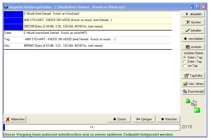 Doppelte MP3 Dateien finden Mit MP3Finde lassen sich doppelte MP3 Dateien finden