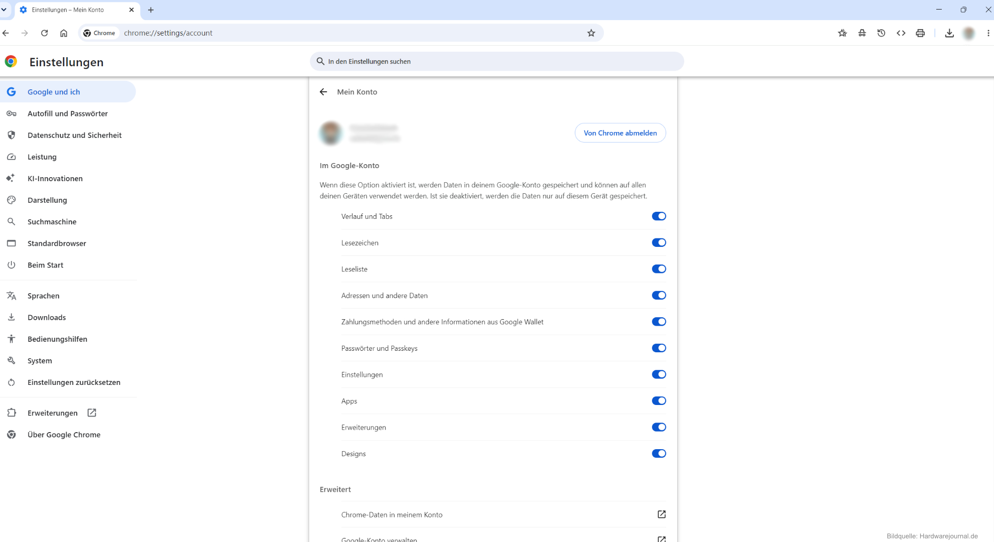 Chrome Profilordner neu aufbauen. Wichtige Voraussetzung: Status der Synchronisierung prüfen
