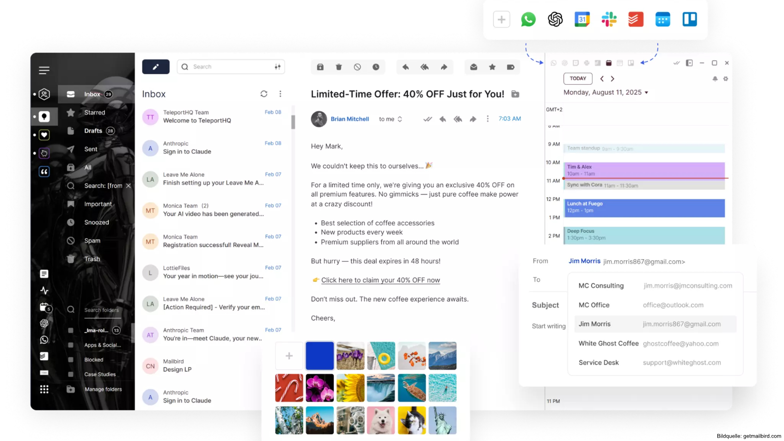 E Mail Programme Windows11 Vergleich. Mailbird möchte E-Mail und weitere Arbeitswerkzeuge in einer Oberfläche zusammenführen.