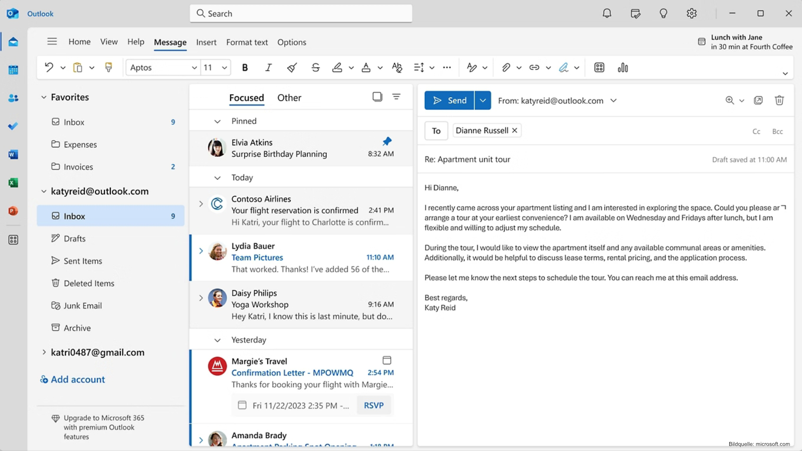 E Mail Programme Windows11 Vergleich. Outlook für Windows ist eng mit Windows und weiteren Diensten des Herstellers verbunden.