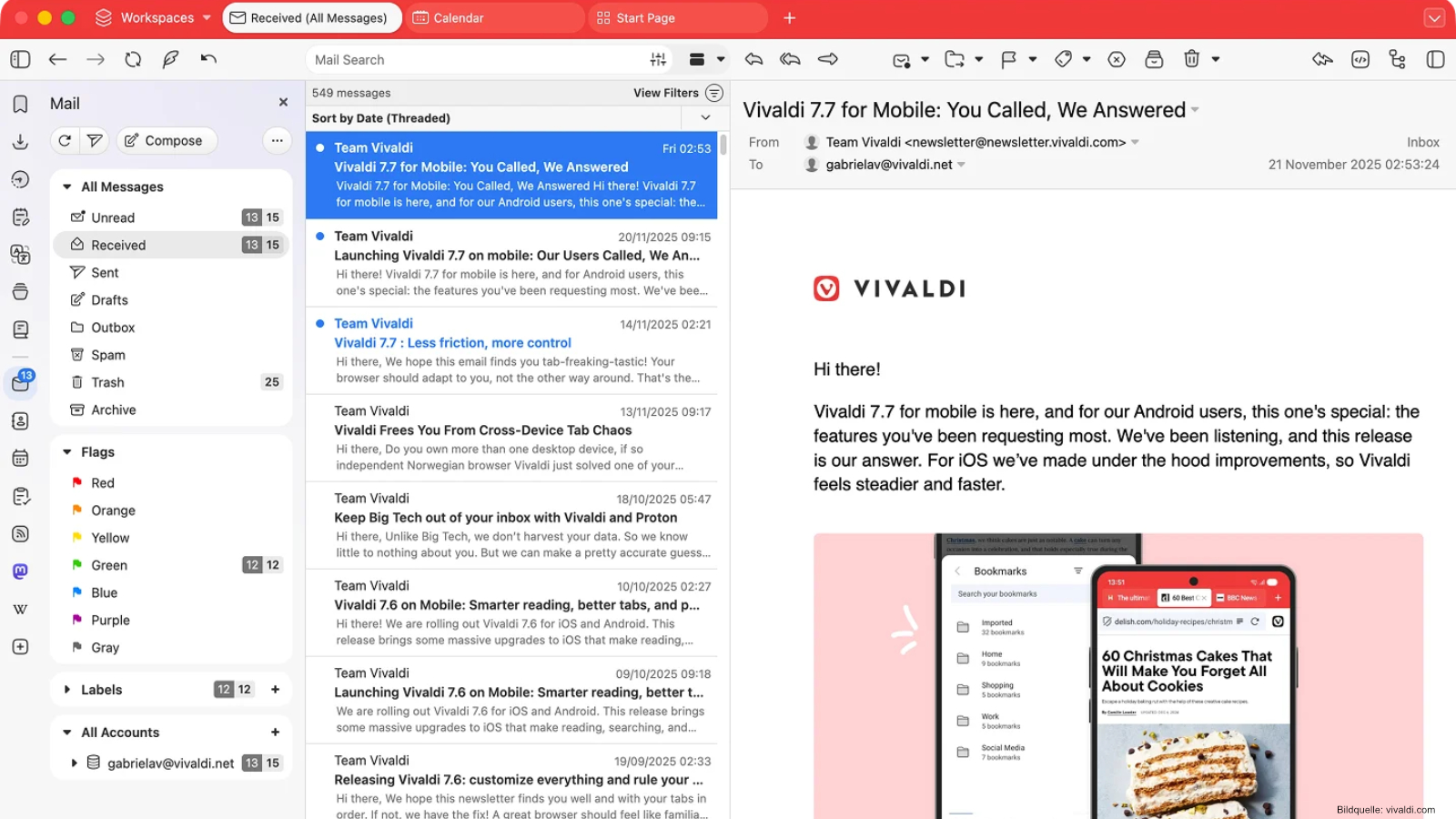 E Mail Programme Windows11 Vergleich. Vivaldi Mail unterscheidet sich deutlich von klassischen E-Mail-Clients.