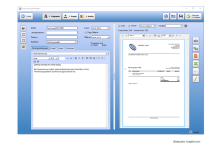 Kingbill Rechnungssoftware für Kleinunternehmer