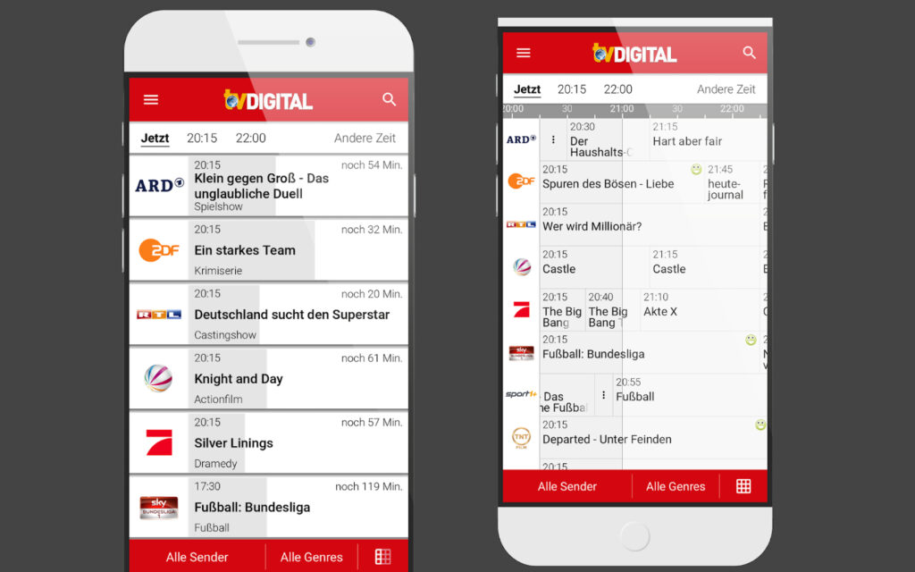 TV Programm online kostenlos: Die besten Fernsehprogramm-Websites & Apps im Vergleich 9 TV Programm online kostenlos App TVDigital