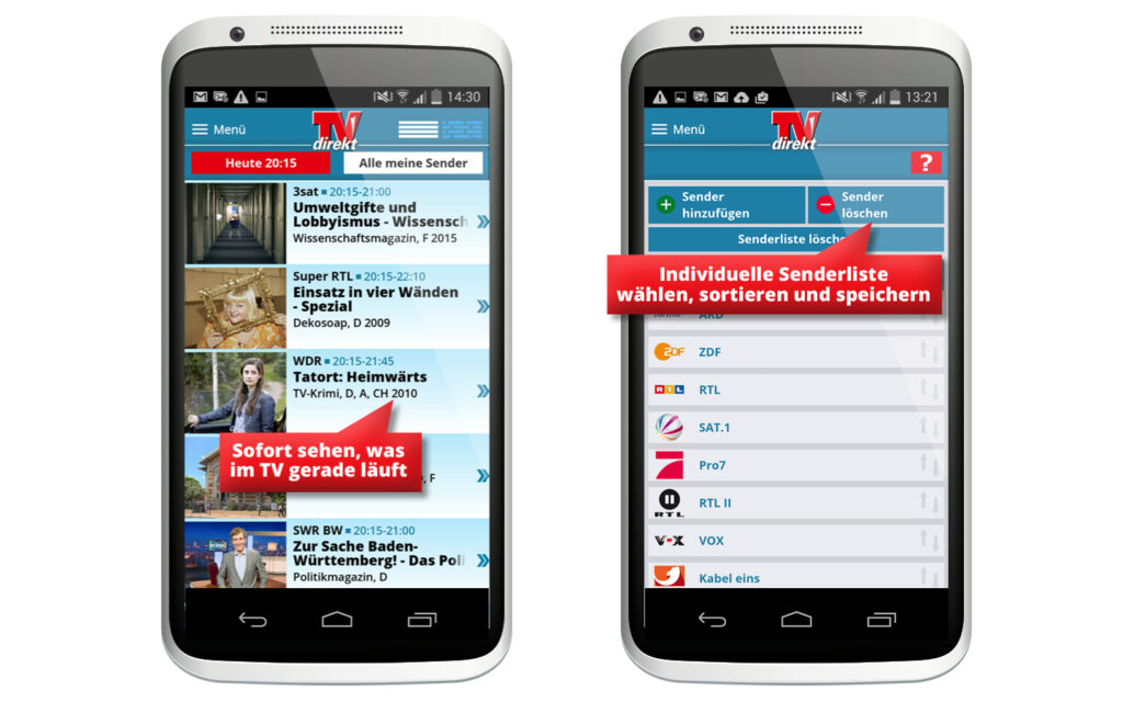 TV Programm online kostenlos: Die besten Fernsehprogramm-Websites & Apps im Vergleich 7 TV Programm online kostenlos App TVDirekt