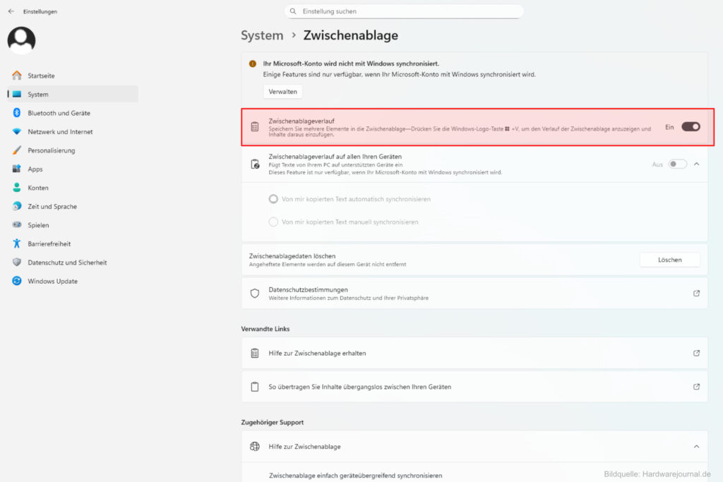 Tipps Windows 11 Zwischenablage dauerhaft deaktivieren