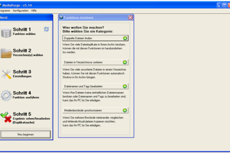 Mit der kostenlosen Software Mediapurge lassen sich doppelte MP3-Dateien finden und löschen.